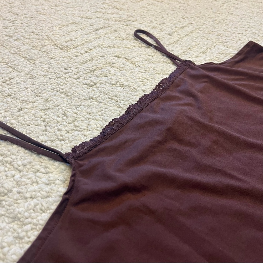 Fashion Bug Y2K lace trim tank size 18/20W chocolate brown layering piece - Picture 4 of 6